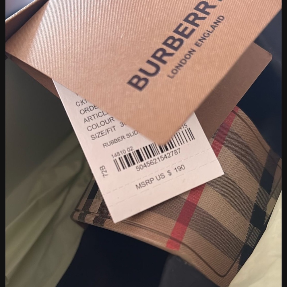 Burberry Check Pattern Slides in Black and Beige